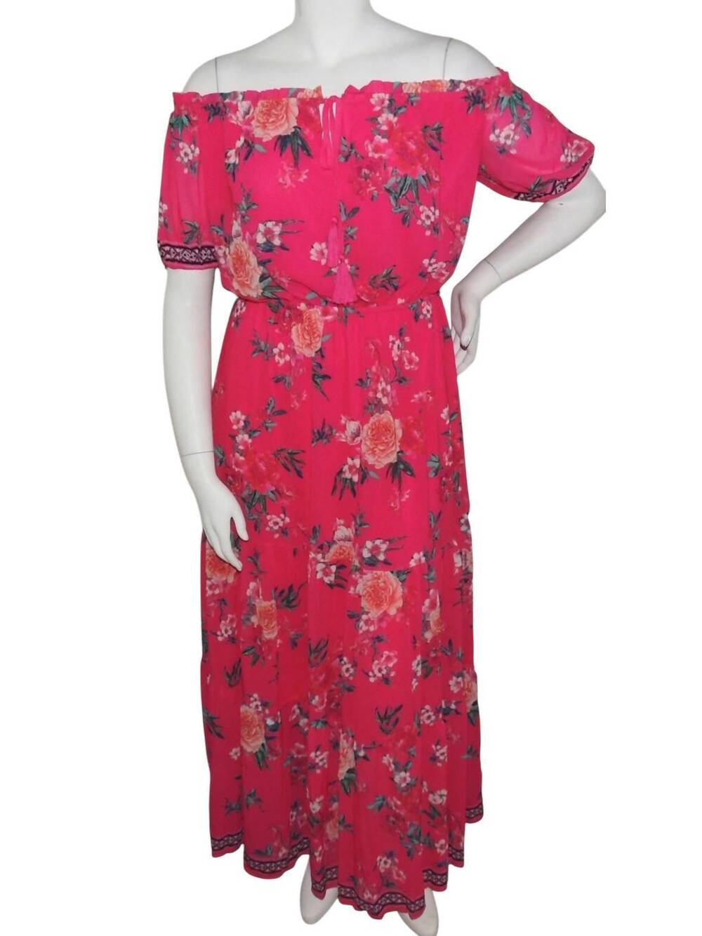 NEW JEALOUS TOMATO women's off shoulder maxi sundress